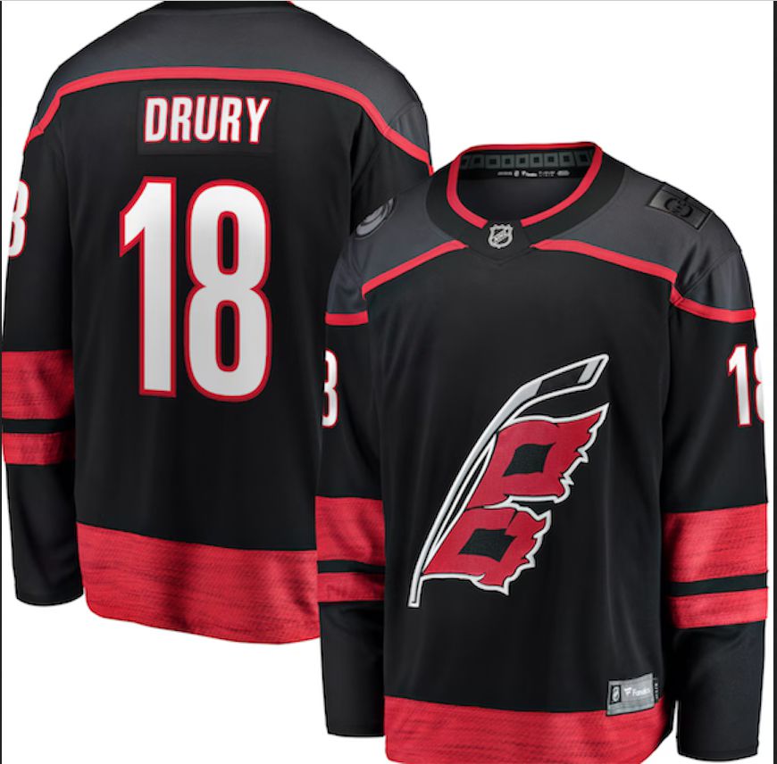 Men Carolina Hurricanes #18 Drury black 2024 NHL Adidas jersey->youth nfl jersey->Youth Jersey